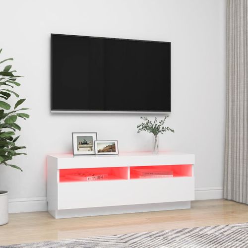 Meuble TV Avec Lumières LED Blanc 100x35x40 Cm
