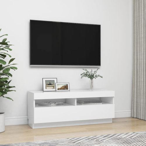 Meuble TV Avec Lumières LED Blanc 100x35x40 Cm