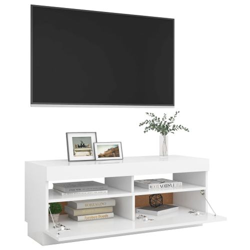 Meuble TV Avec Lumières LED Blanc 100x35x40 Cm