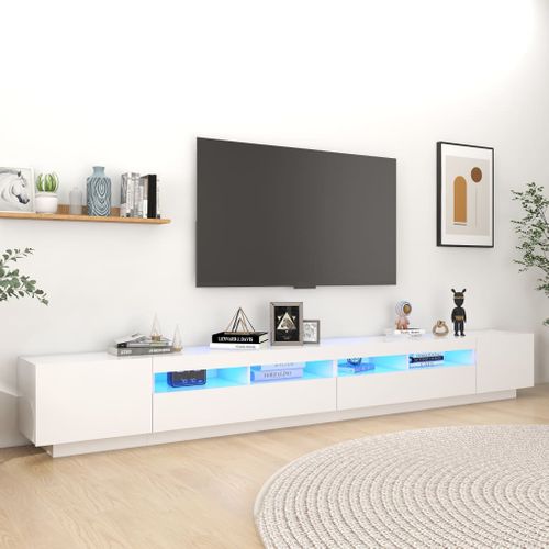 Meuble TV Avec Lumières LED Blanc 300x35x40 Cm