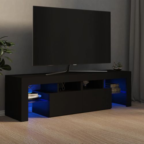 Meuble TV Avec Lumières LED Noir 140x36,5x40 Cm