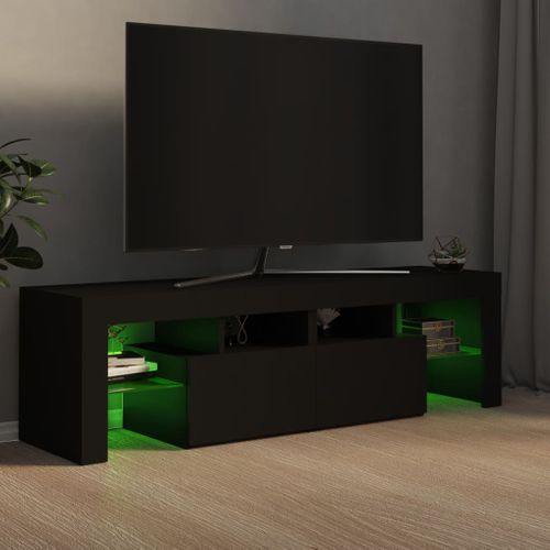 Meuble TV Avec Lumières LED Noir 140x36,5x40 Cm