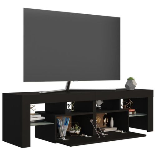 Meuble TV Avec Lumières LED Noir 140x36,5x40 Cm