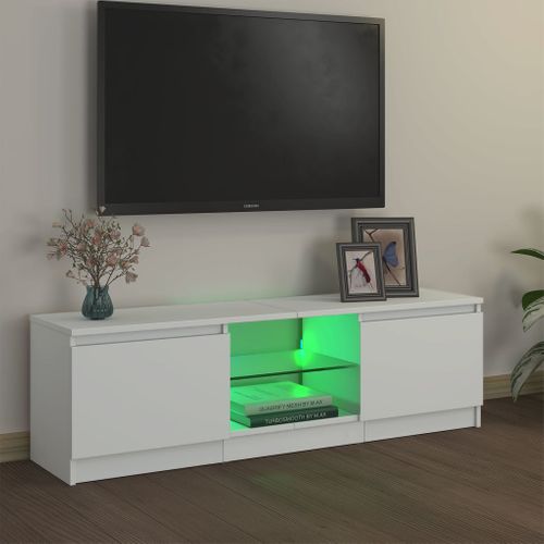 Meuble TV Avec Lumières LED Blanc 120x30x35,5 Cm
