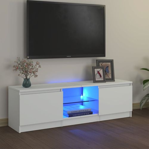 Meuble TV Avec Lumières LED Blanc 120x30x35,5 Cm