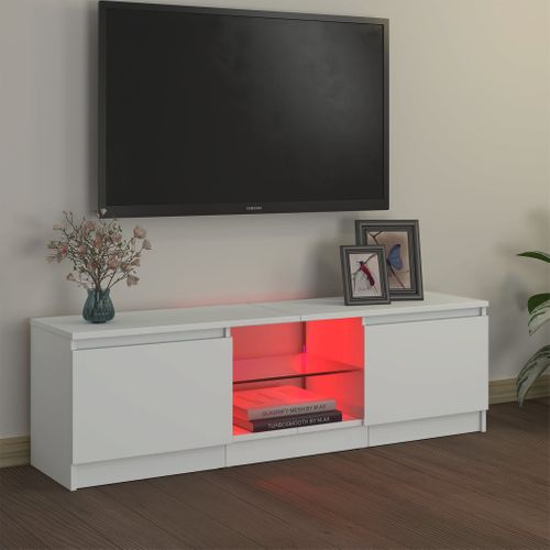 Meuble TV Avec Lumières LED Blanc 120x30x35,5 Cm