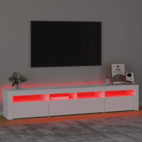 Meuble TV Avec Lumières LED Blanc 210x35x40 Cm
