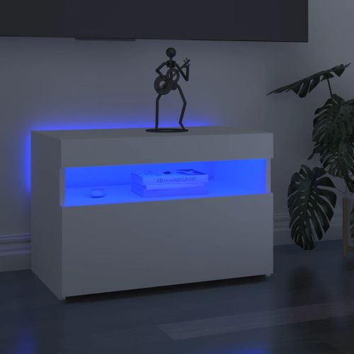 Meuble TV Avec Lumières LED Blanc 60x35x40 Cm
