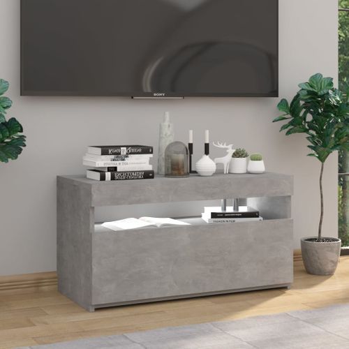Meuble TV Avec Lumières LED Gris Béton 75x35x40 Cm