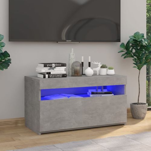 Meuble TV Avec Lumières LED Gris Béton 75x35x40 Cm