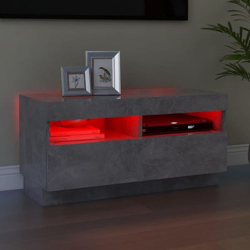 Meuble TV Avec Lumières LED Gris Béton 80x35x40 Cm