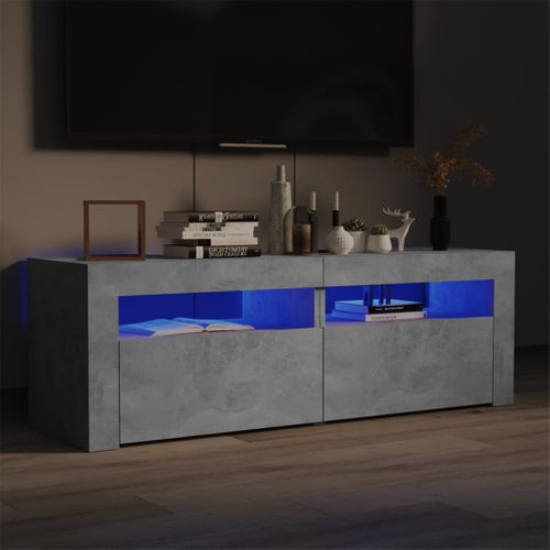 Meuble TV Avec Lumières LED Gris Béton 120x35x40 Cm