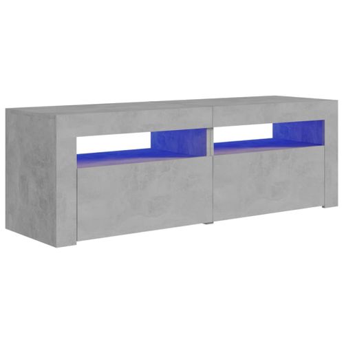Meuble TV Avec Lumières LED Gris Béton 120x35x40 Cm