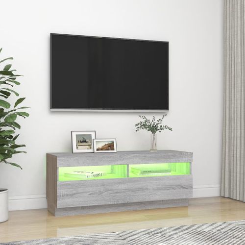 Meuble TV Avec Lumières LED Sonoma Gris 100x35x40 Cm