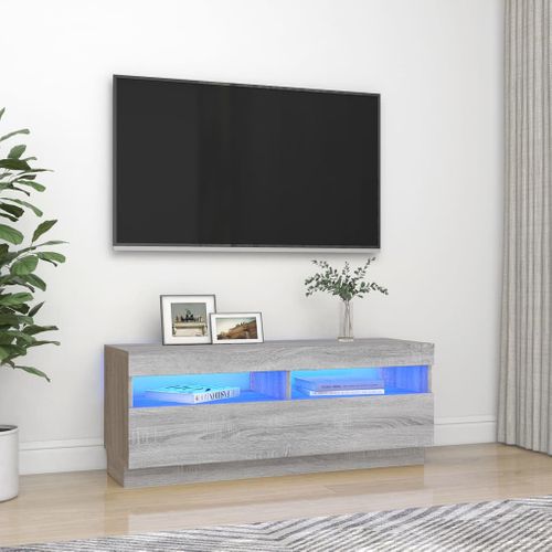 Meuble TV Avec Lumières LED Sonoma Gris 100x35x40 Cm