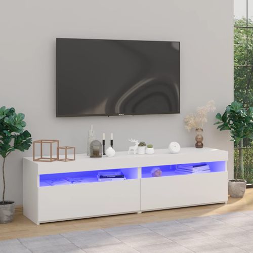 Meubles TV 2 Pièces Avec Lumières LED Blanc 75x35x40 Cm