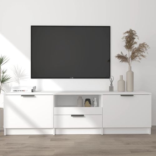 Meuble TV Blanc 140x35x40 Cm Bois D'ingénierie