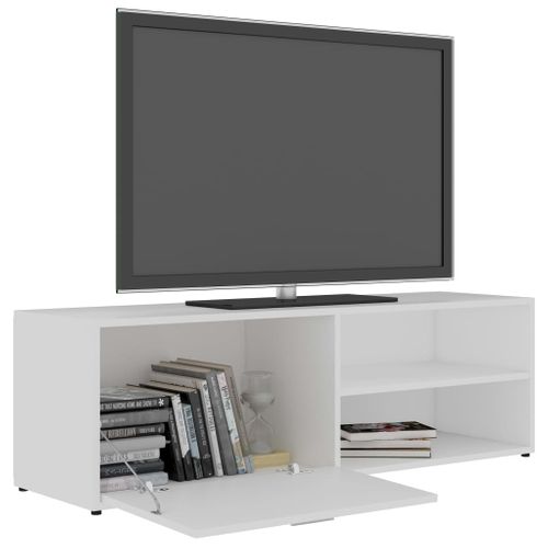 Meuble TV Blanc 120x34x37 Cm Bois D'ingénierie