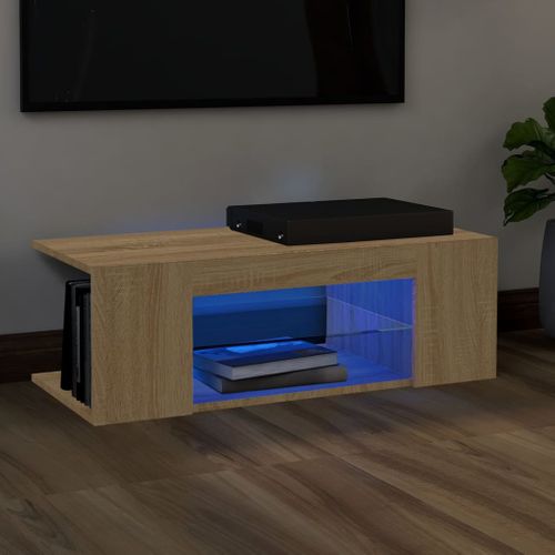 Meuble TV Avec Lumières LED Chêne Sonoma 90x39x30 Cm