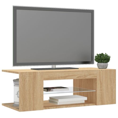 Meuble TV Avec Lumières LED Chêne Sonoma 90x39x30 Cm
