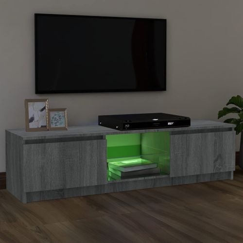 Meuble TV Avec Lumières LED Sonoma Gris 120x30x35,5 Cm