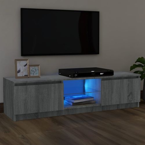 Meuble TV Avec Lumières LED Sonoma Gris 120x30x35,5 Cm