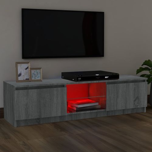 Meuble TV Avec Lumières LED Sonoma Gris 120x30x35,5 Cm