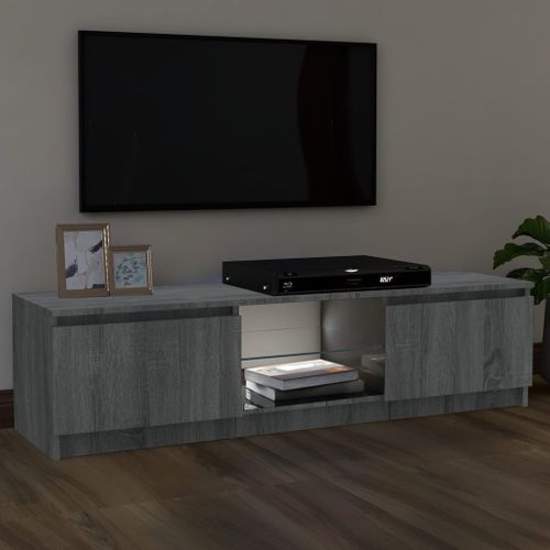 Meuble TV Avec Lumières LED Sonoma Gris 120x30x35,5 Cm