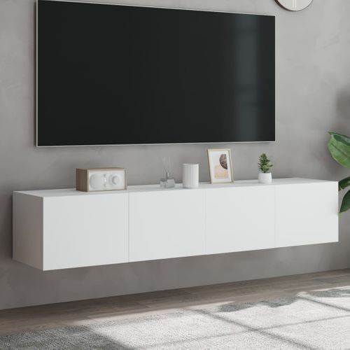 Meubles TV Muraux Avec Lumières LED 2 Pièces Blanc 80x35x31 Cm