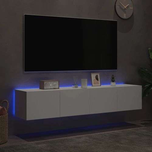 Meubles TV Muraux Avec Lumières LED 2 Pièces Blanc 80x35x31 Cm