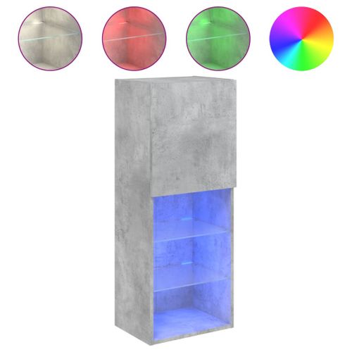 Meuble TV Avec Lumières LED Gris Béton 40,5x30x102 Cm