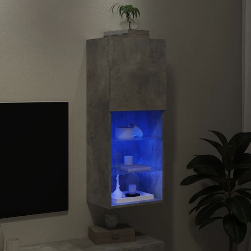 Meuble TV Avec Lumières LED Gris Béton 40,5x30x102 Cm