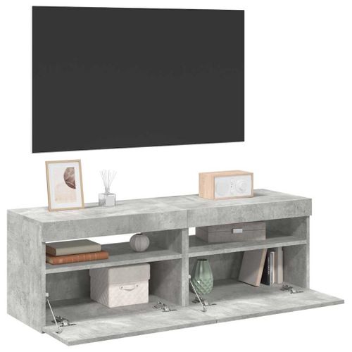 Meubles TV Avec Lumières LED 2 Pièces Gris Béton 60x35x40 Cm