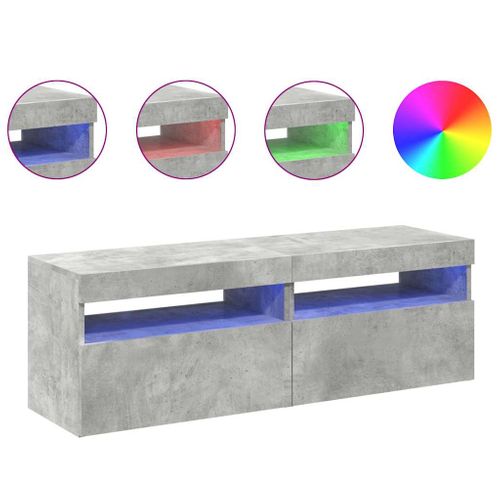 Meubles TV Avec Lumières LED 2 Pièces Gris Béton 60x35x40 Cm