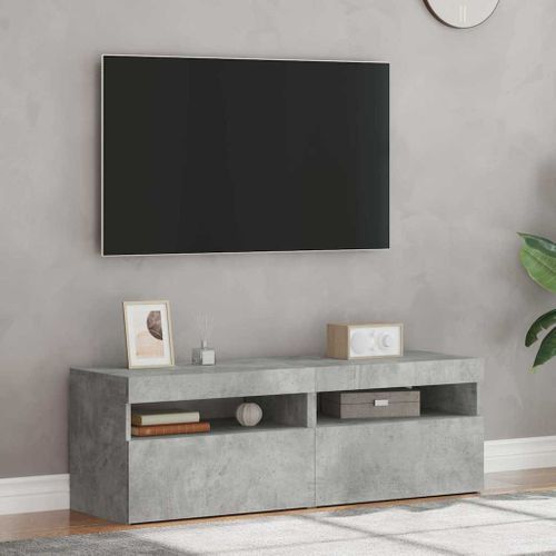 Meubles TV Avec Lumières LED 2 Pièces Gris Béton 60x35x40 Cm