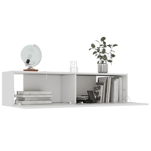 Meuble TV Blanc 120x30x30 Cm Bois D’ingénierie