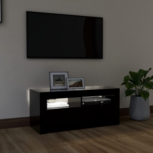 Meuble TV Avec Lumières LED Noir 90x35x40 Cm