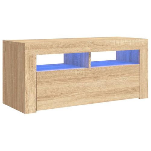 Meuble TV Avec Lumières LED Chêne Sonoma 90x35x40 Cm