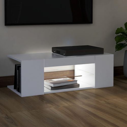 Meuble TV Avec Lumières LED Blanc 90x39x30 Cm