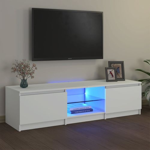 Meuble TV Avec Lumières LED Blanc 140x40x35,5 Cm