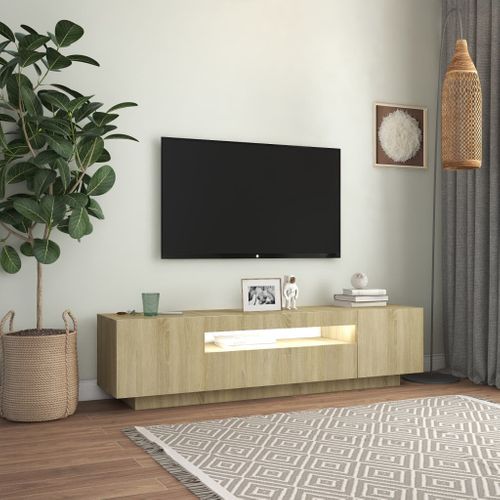 Meuble TV Avec Lumières LED Chêne Sonoma 160x35x40 Cm
