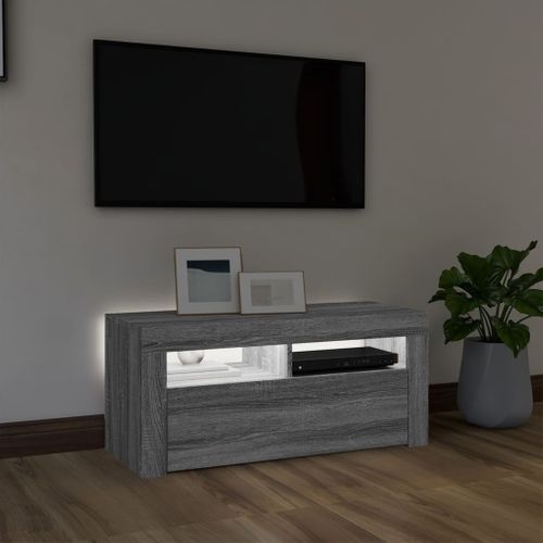 Meuble TV Avec Lumières LED Sonoma Gris 90x35x40 Cm