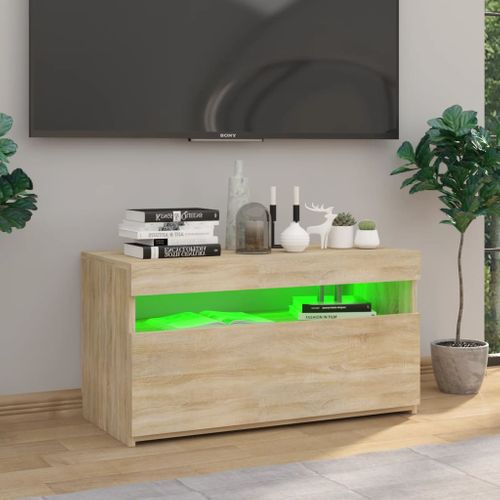 Meuble TV Avec Lumières LED Chêne Sonoma 75x35x40 Cm