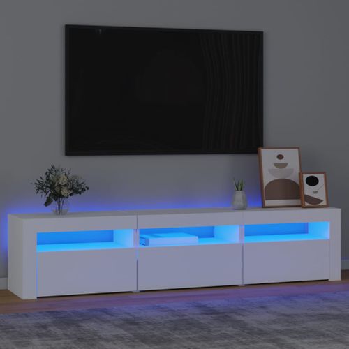Meuble TV Avec Lumières LED Blanc 180x35x40 Cm