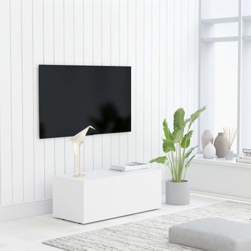 Meuble TV Blanc 80x34x30 Cm Bois D'ingénierie