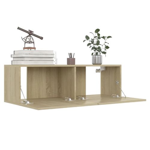 Meuble TV Chêne Sonoma 100x30x30 Cm Bois D’ingénierie