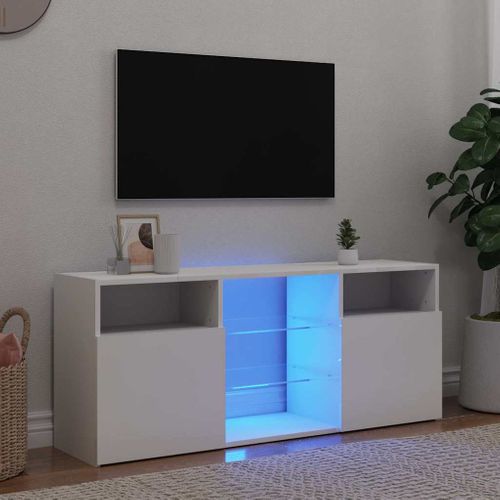 Meuble TV Avec Lumières LED Blanc 120x30x50 Cm