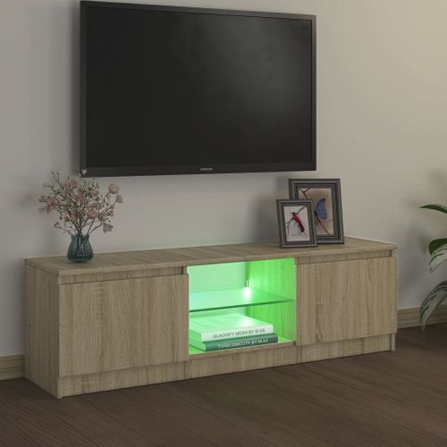 Meuble TV Avec Lumières LED Chêne Sonoma 120x30x35,5 Cm