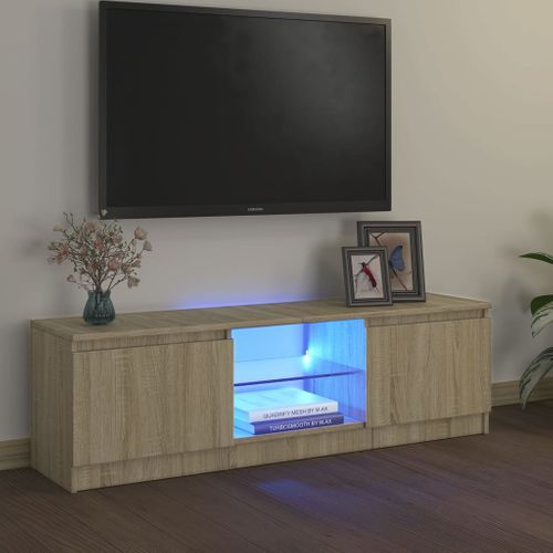 Meuble TV Avec Lumières LED Chêne Sonoma 120x30x35,5 Cm