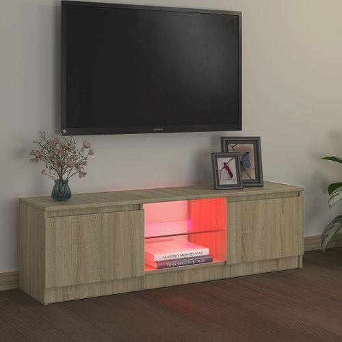 Meuble TV Avec Lumières LED Chêne Sonoma 120x30x35,5 Cm